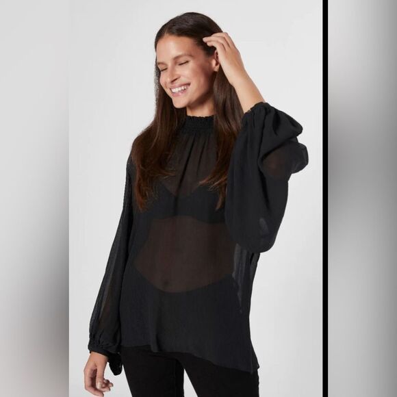 JOIE Adeline Top High Neck Silk Black NWT Size Medium - Picture 1 of 9
